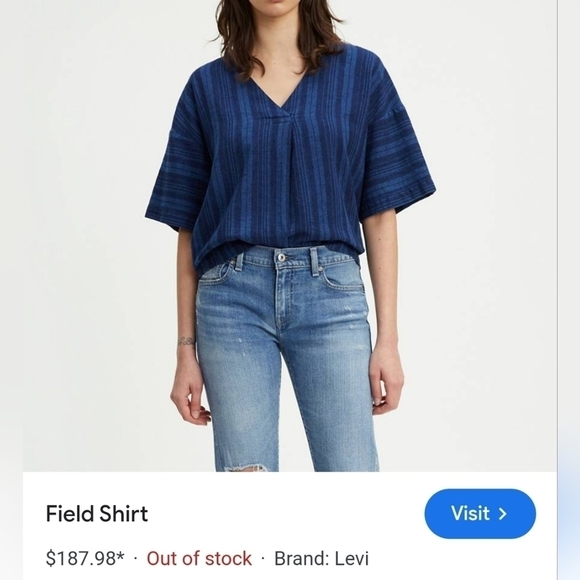 NWT Levi's small blue cotton pullover top - Picture 1 of 6
